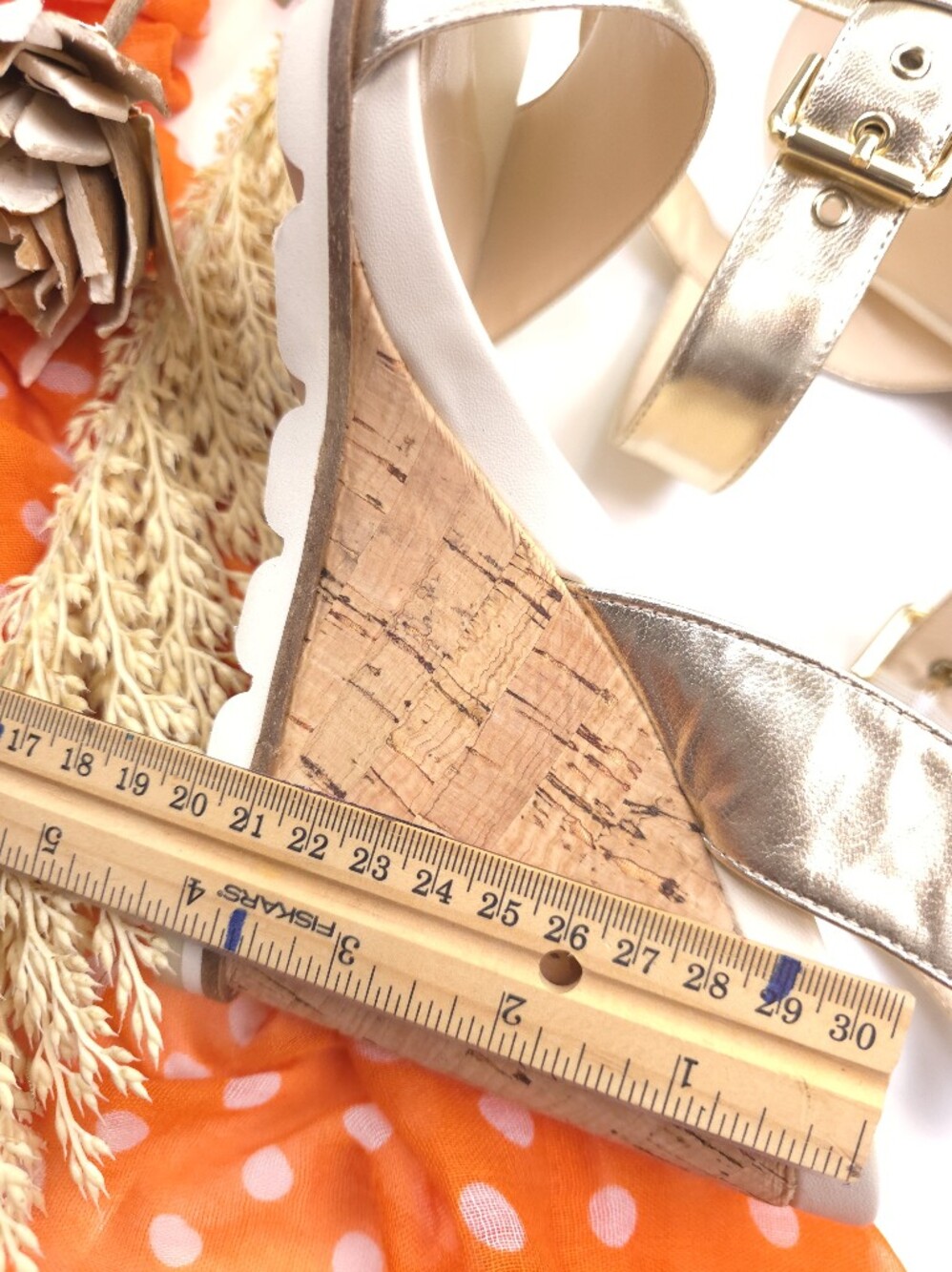 Metallic Gold Wedge Sandals with Ankle Strap Sz 11M - Picture 12 of 12